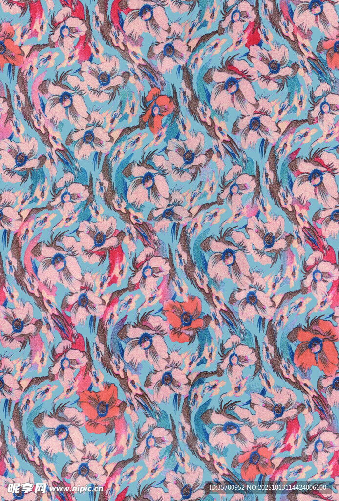 多彩花卉图案纹理背景