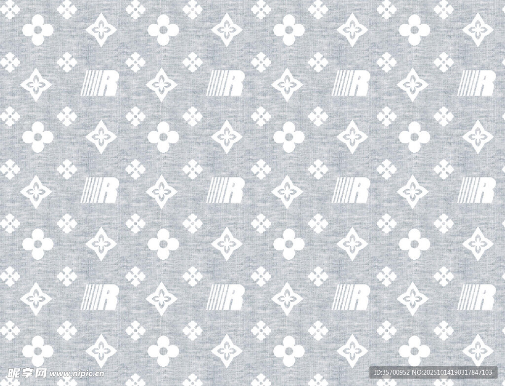 浅蓝色印花布料图案展示 星花 