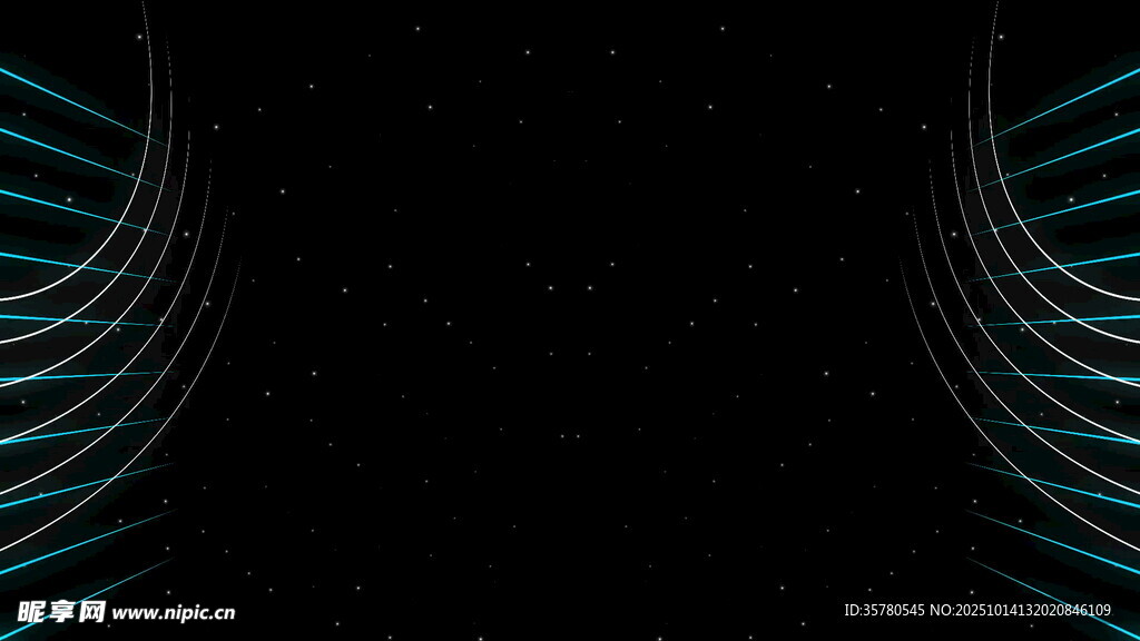 蓝绿线条环绕黑色背景