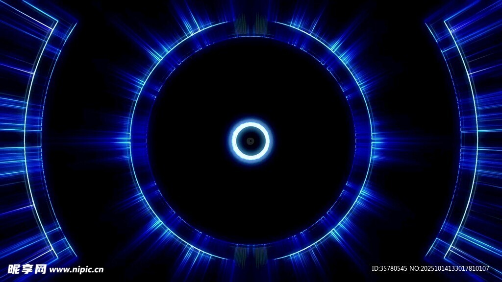 蓝色科技感环形光效背景