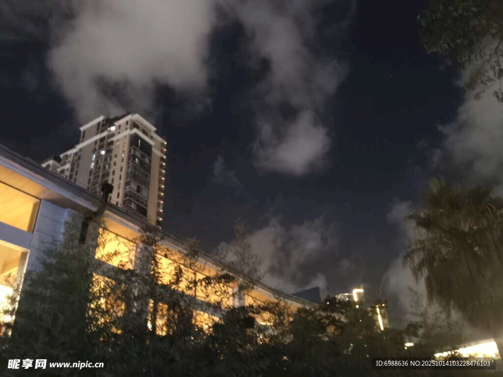 城市夜景中的繁华建筑