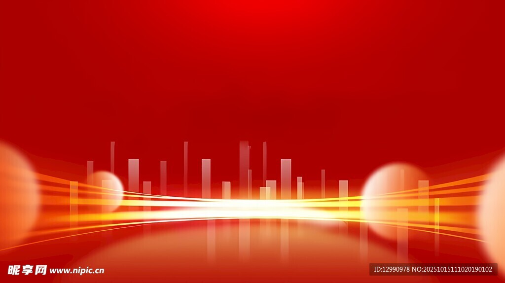 红色科技城市光影背景