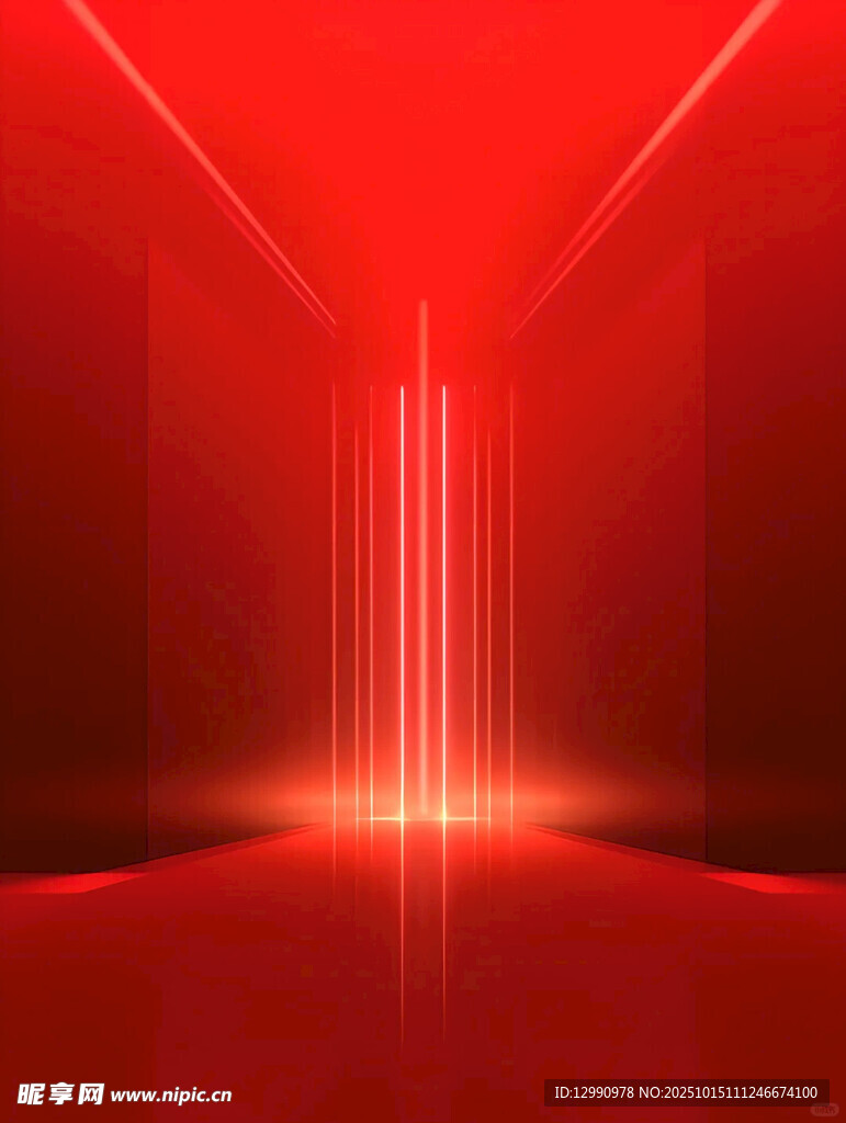 红色科技感光影空间场景