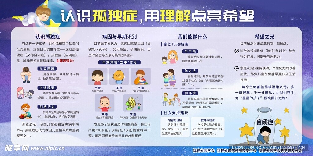 关爱星星的孩子孤独症宣传栏