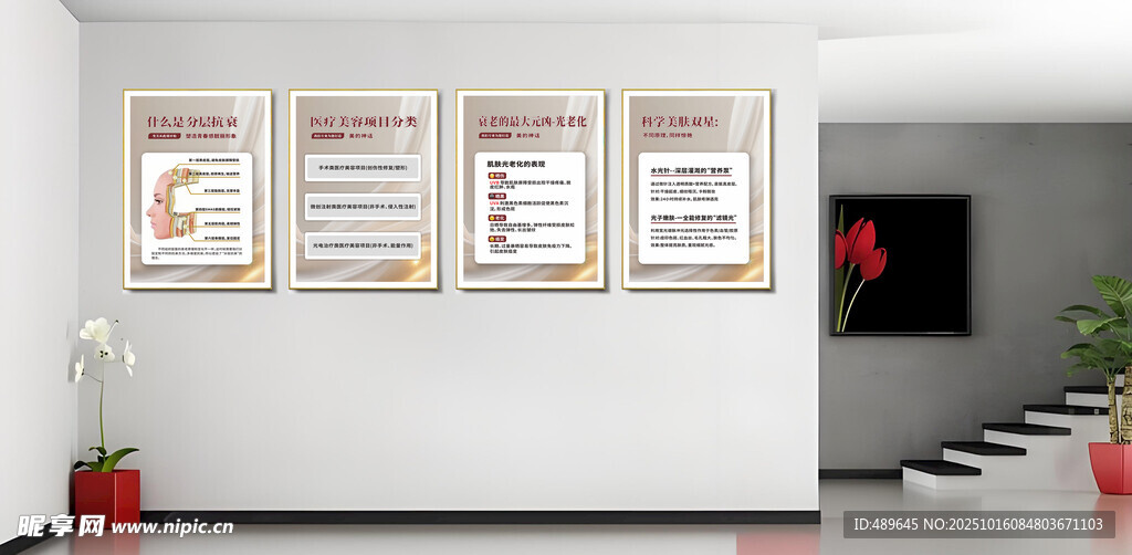 美容科普走廊墙面装饰画展示