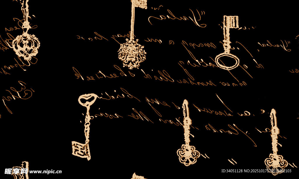 复古风格金色钥匙图案