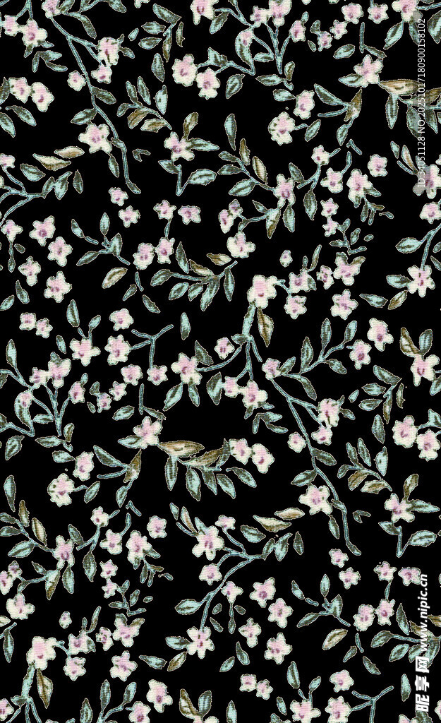 黑色背景花卉图案纹理