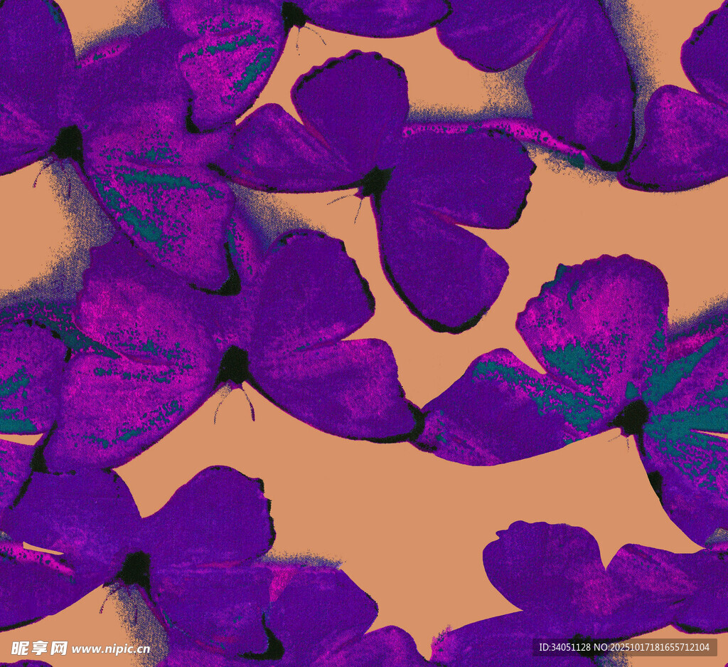 紫色蝴蝶散落背景图