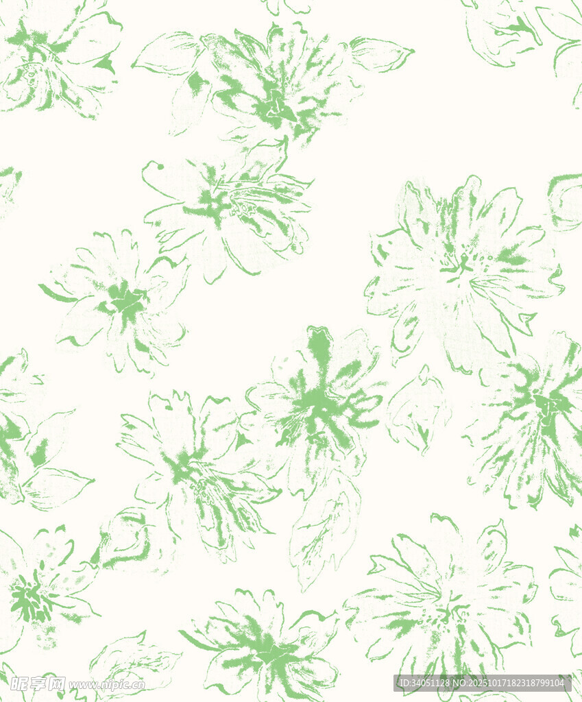 绿色花卉图案背景纹理