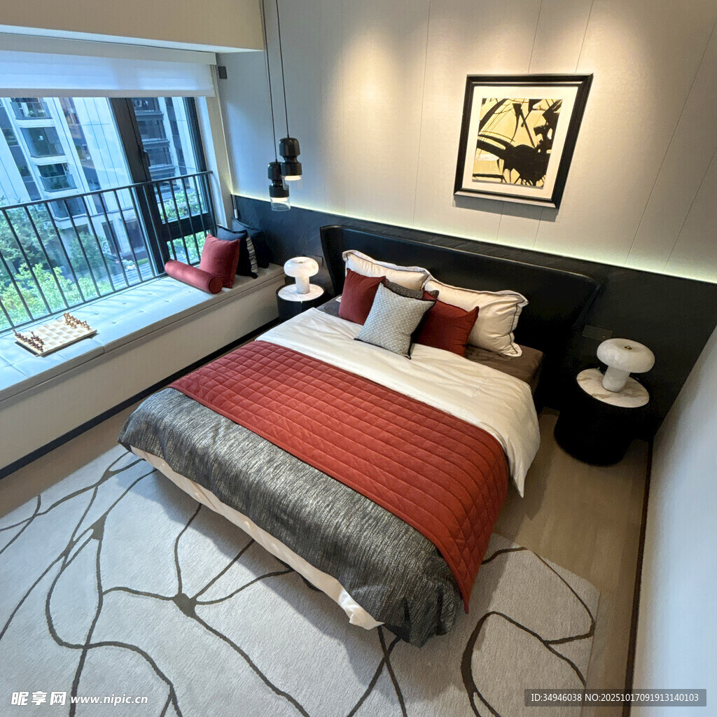 现代简约风格温馨卧室一角