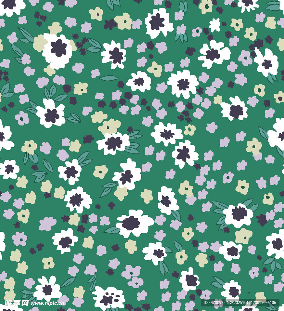 绿色背景小碎花图案