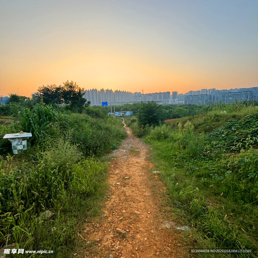 黄昏下的乡间小径