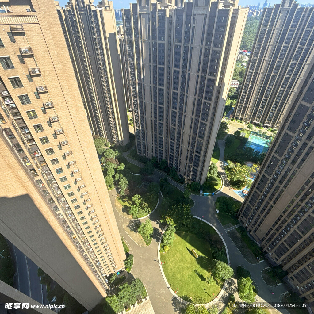 高层住宅区俯瞰景观