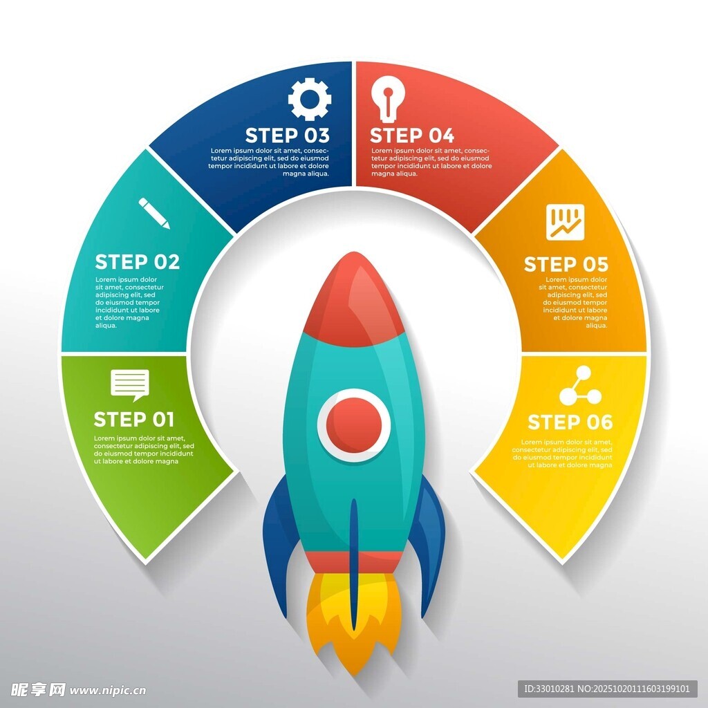 火箭引领的创意信息图表