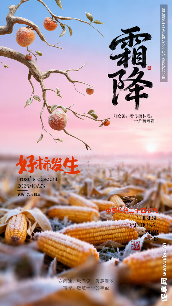 霜降节气手机海报