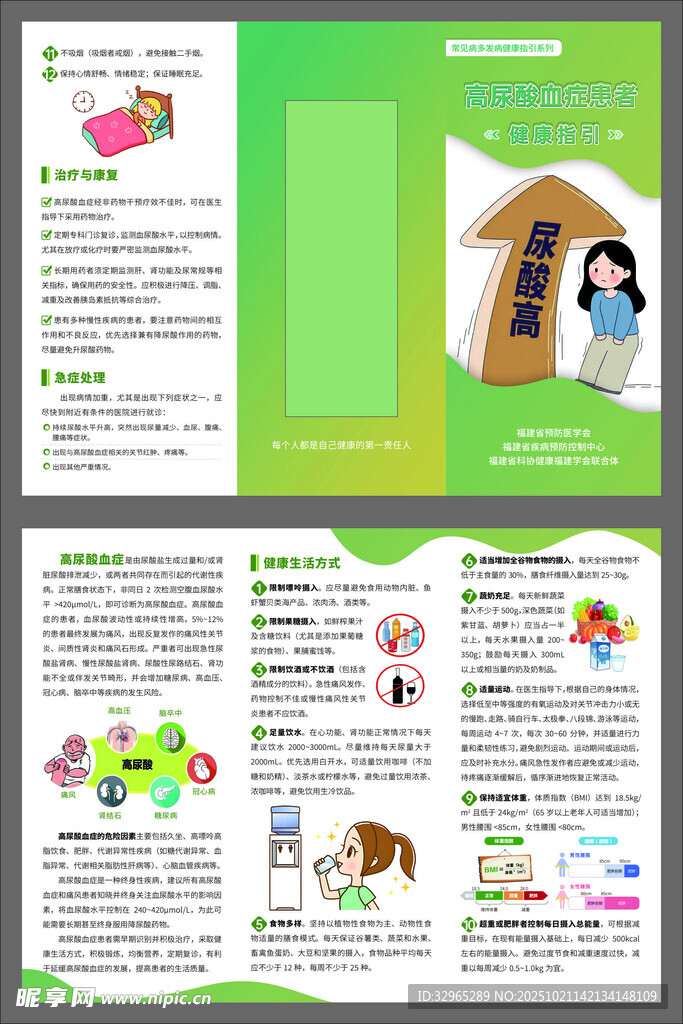 高尿酸血症患者健康指引三折页