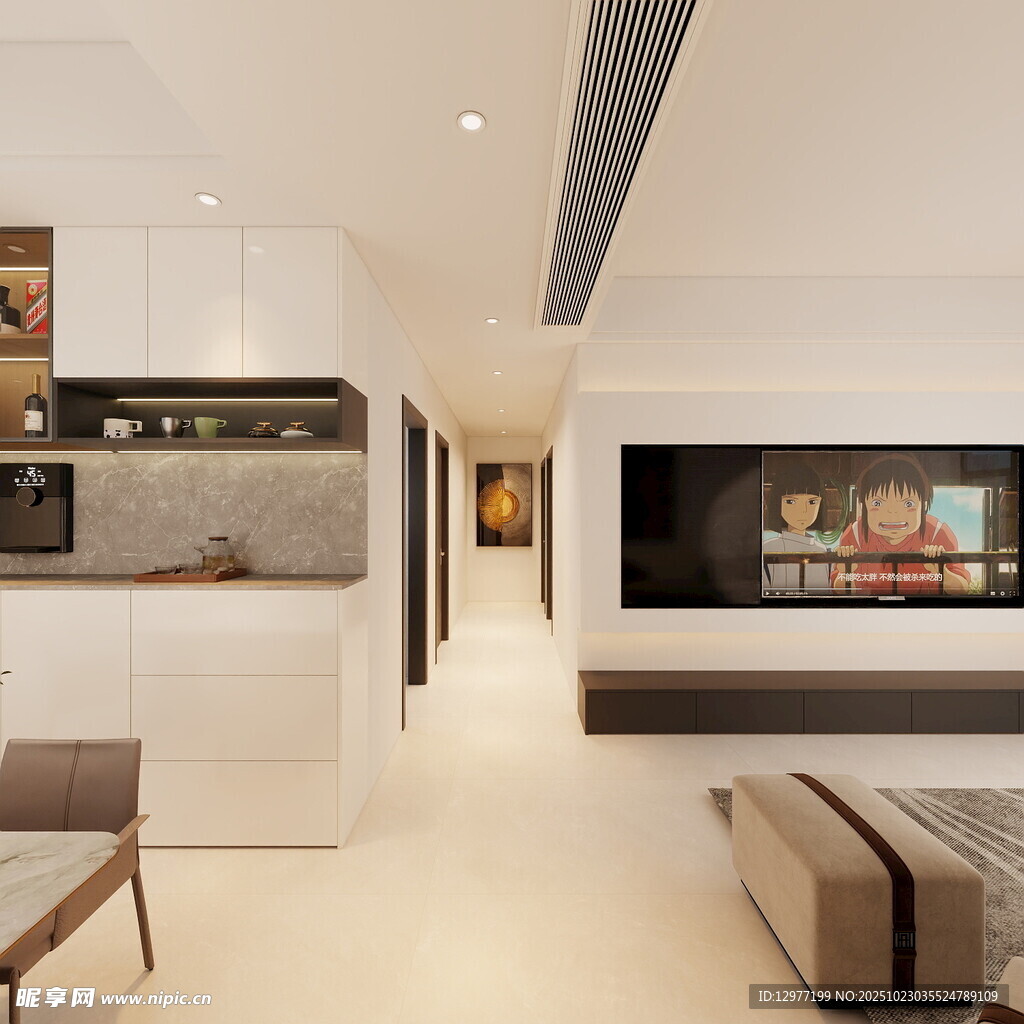 现代简约风格客厅与厨房