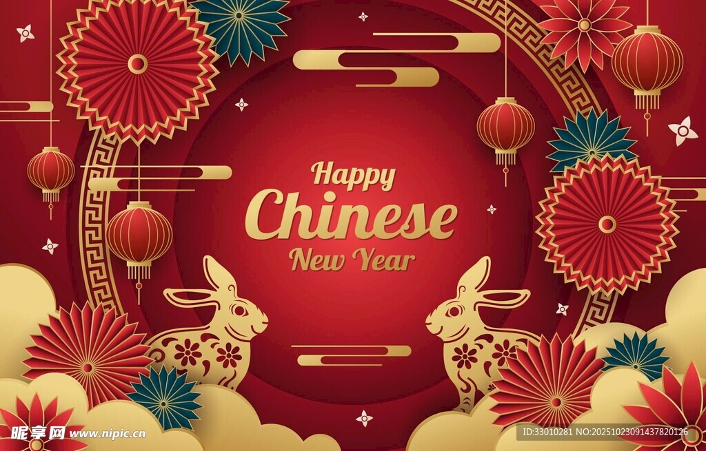 中国风春节装饰喜庆画面