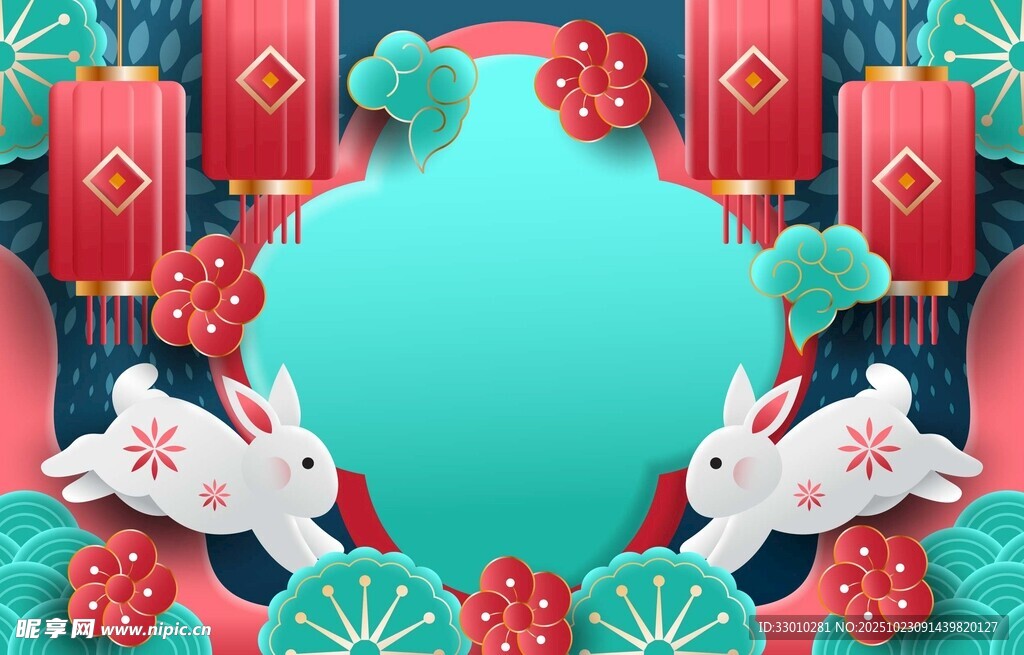 中式喜庆风节日装饰背景