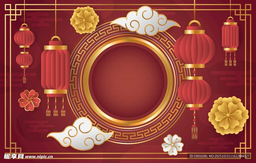 中式喜庆边框装饰图案