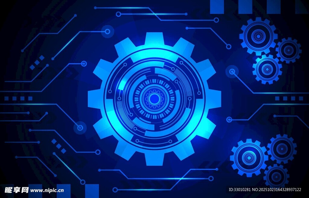 蓝色科技风齿轮图案背景