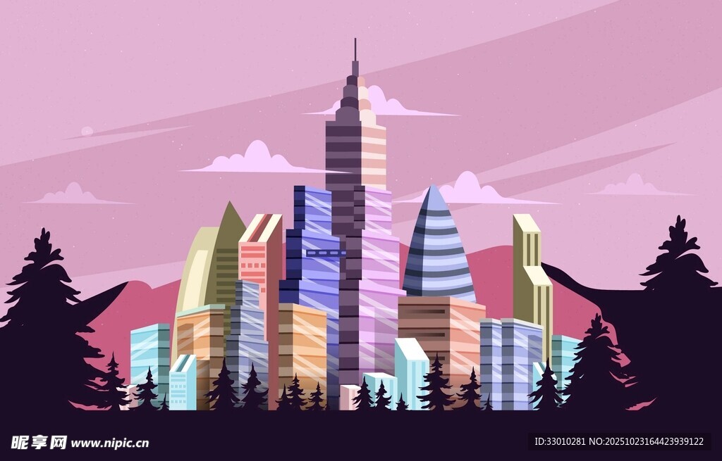 梦幻多彩的城市建筑景观