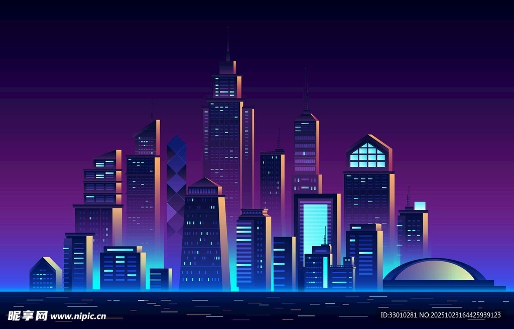 未来都市夜景建筑风光