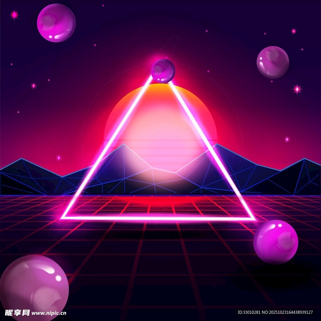 霓虹三角科幻宇宙场景