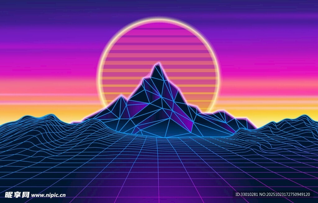 梦幻复古风的山峰景观