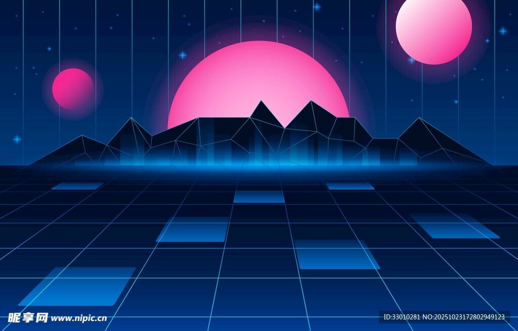 梦幻霓虹夜景未来感空间