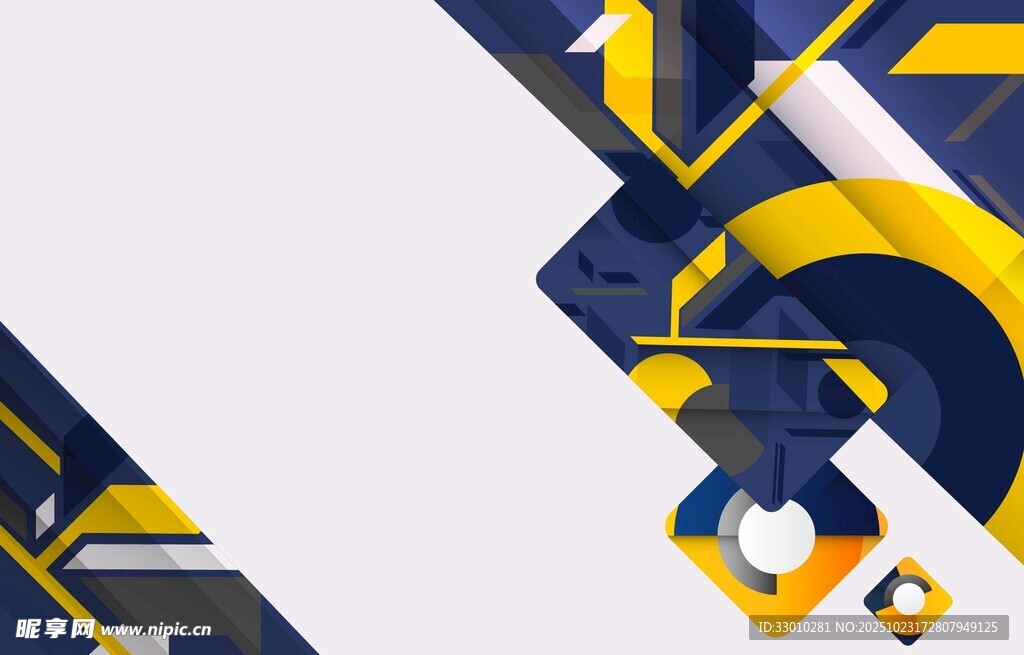 几何抽象黄蓝图案设计