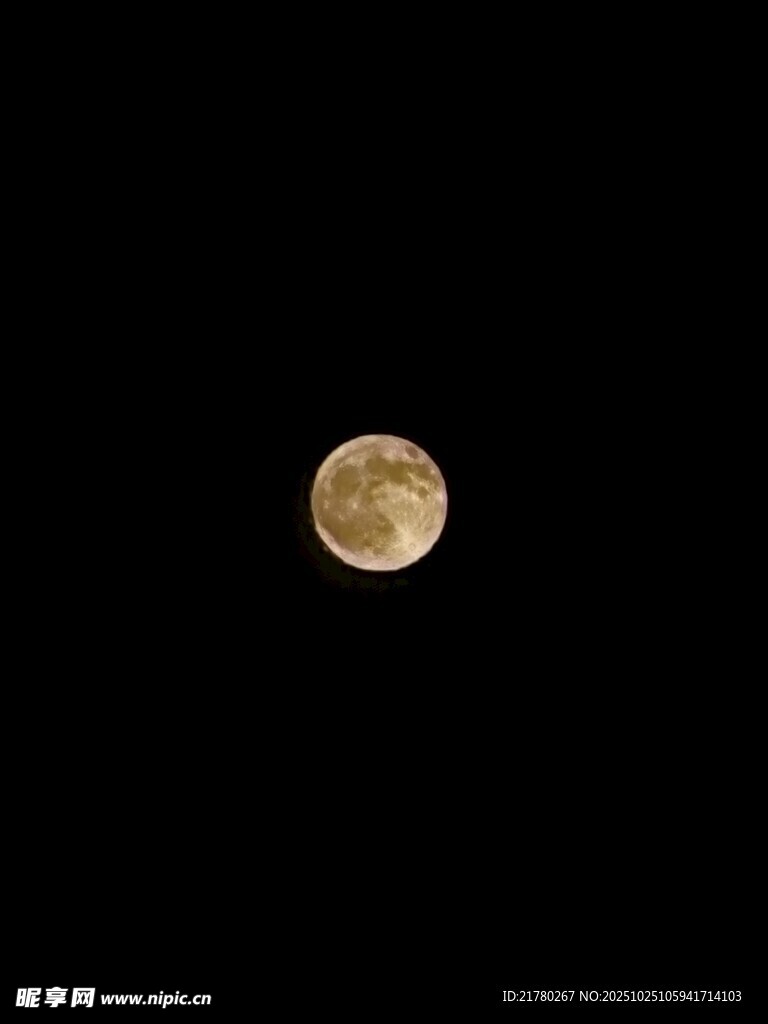 夜空中的金黄圆月