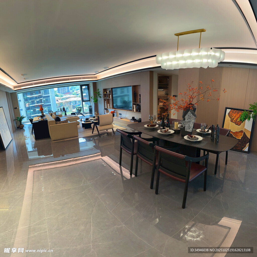 现代风格豪华客厅餐厅展示