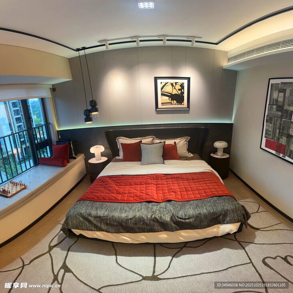 现代时尚圆形床卧室设计