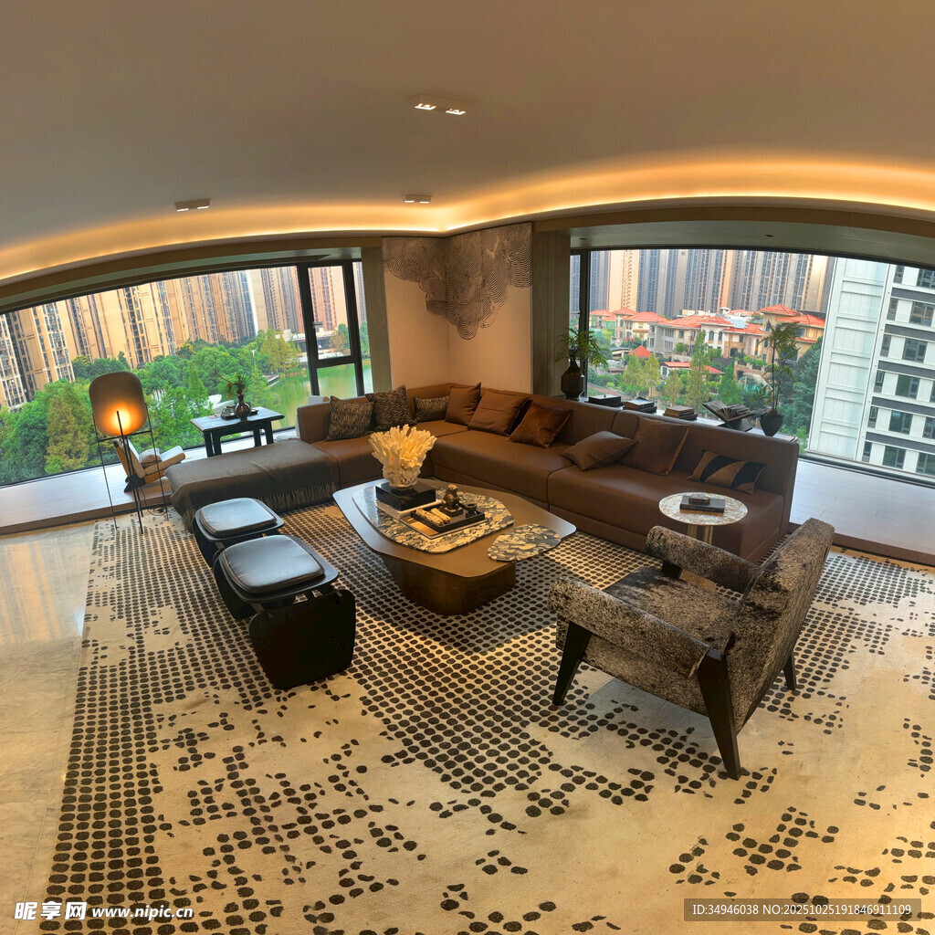 现代豪华客厅室内空间展示