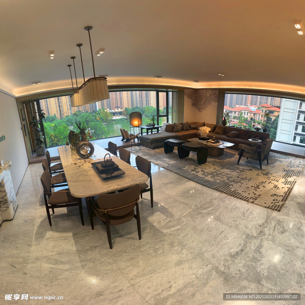 现代豪华开放式家居客厅