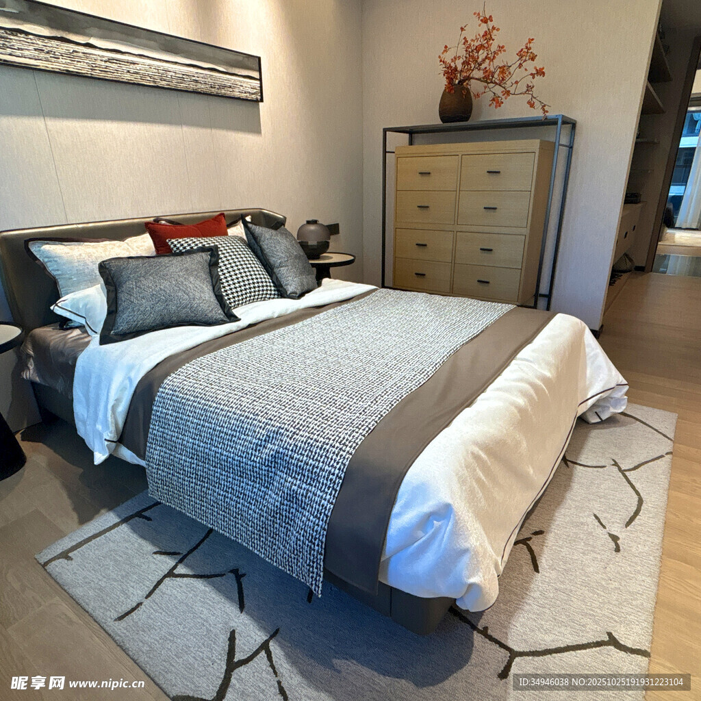 现代简约风卧室温馨场景