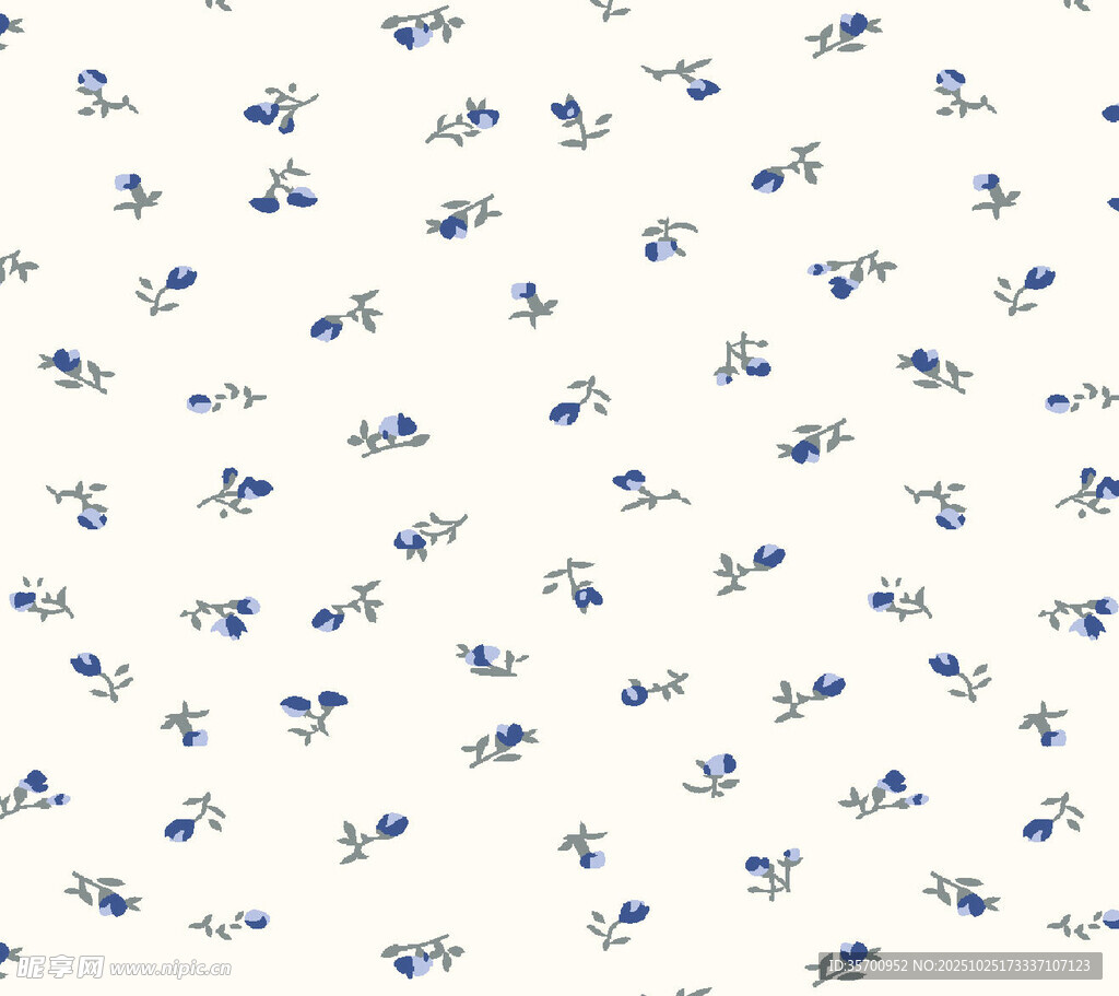 蓝白花卉图案背景纹理