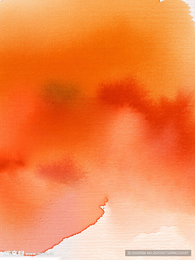 橙红色水彩晕染抽象背景