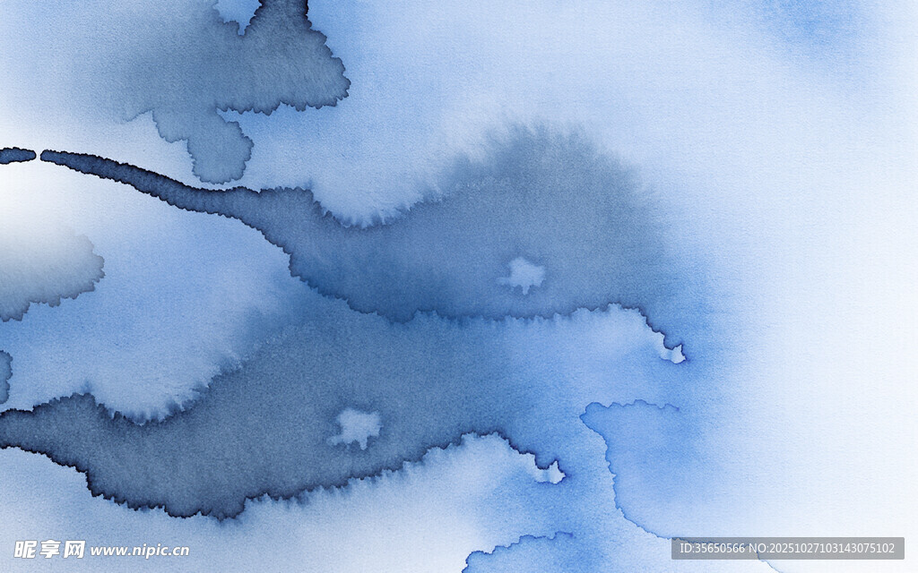 蓝色水墨抽象水彩背景图