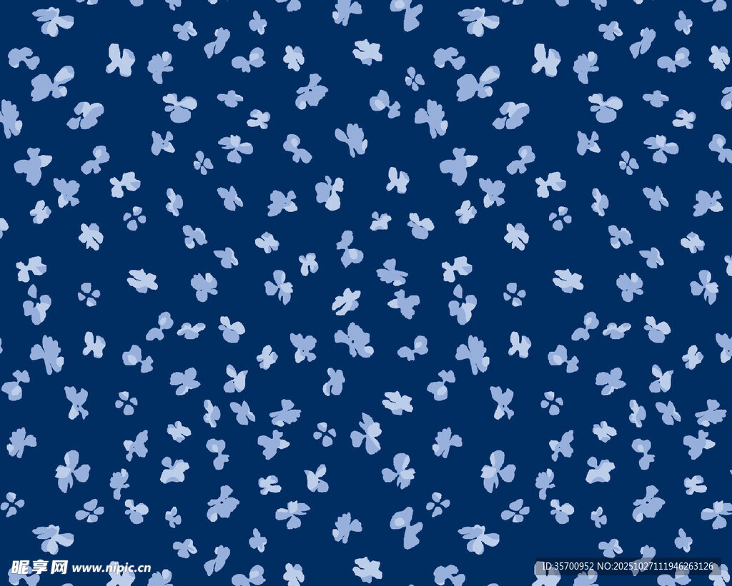 深蓝底白色碎花图案布料