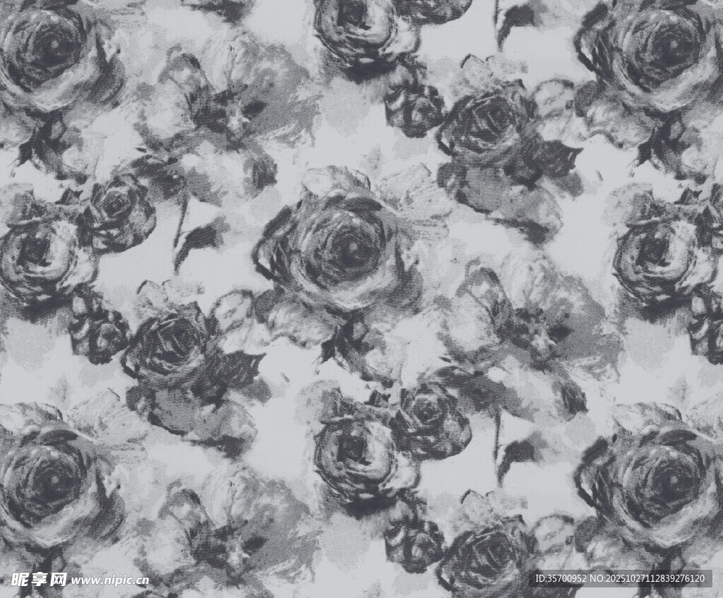 黑白花卉图案布料纹理