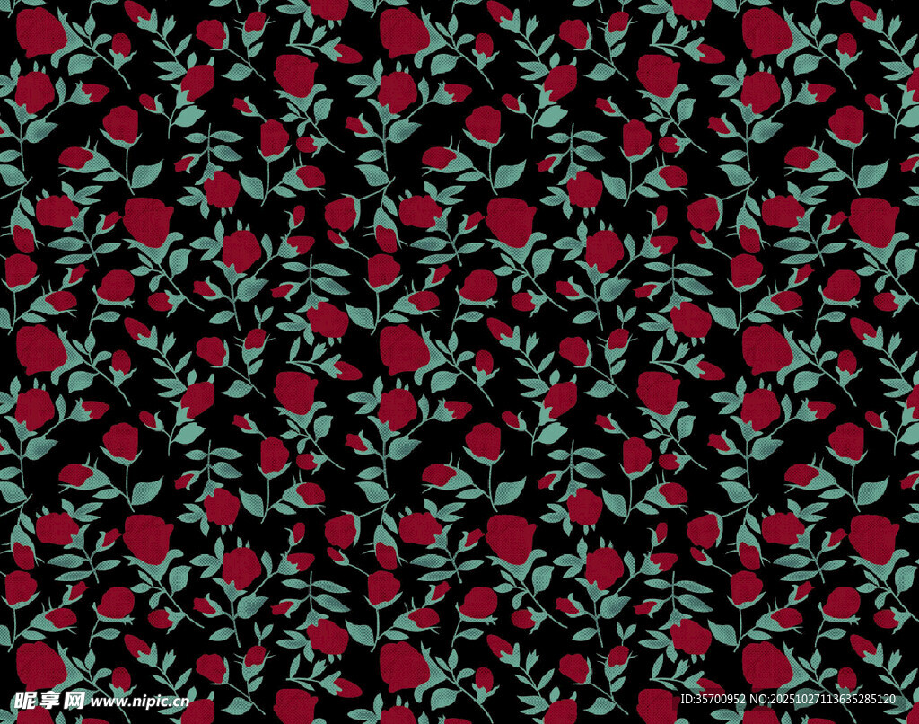 红玫瑰花卉图案背景图