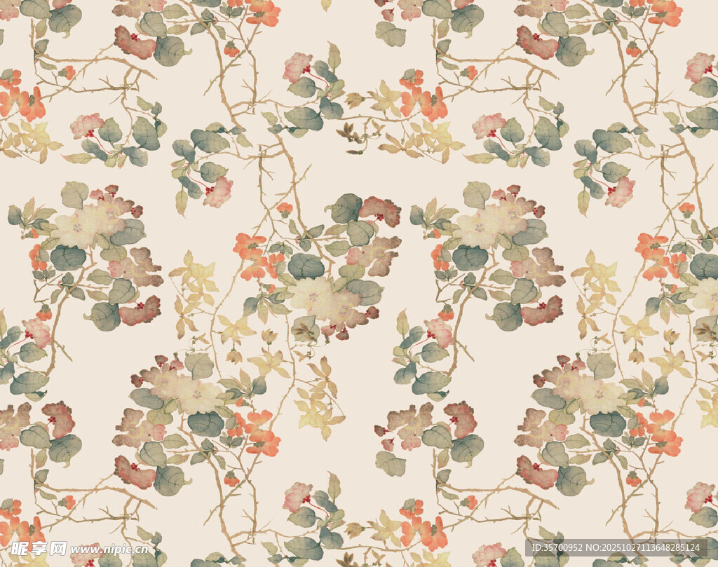 复古花卉图案纹理背景