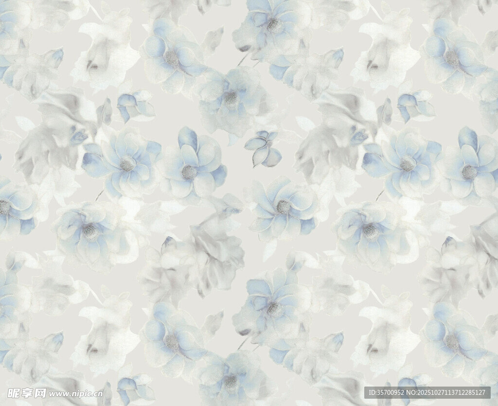 淡蓝花卉图案纹理背景