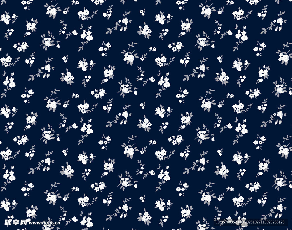 深蓝碎花布料纹理图案