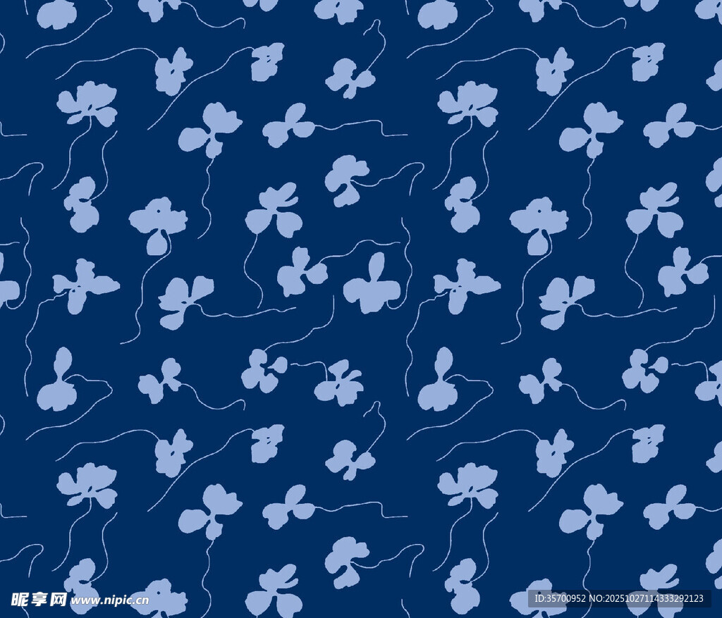 蓝色花卉图案背景纹理