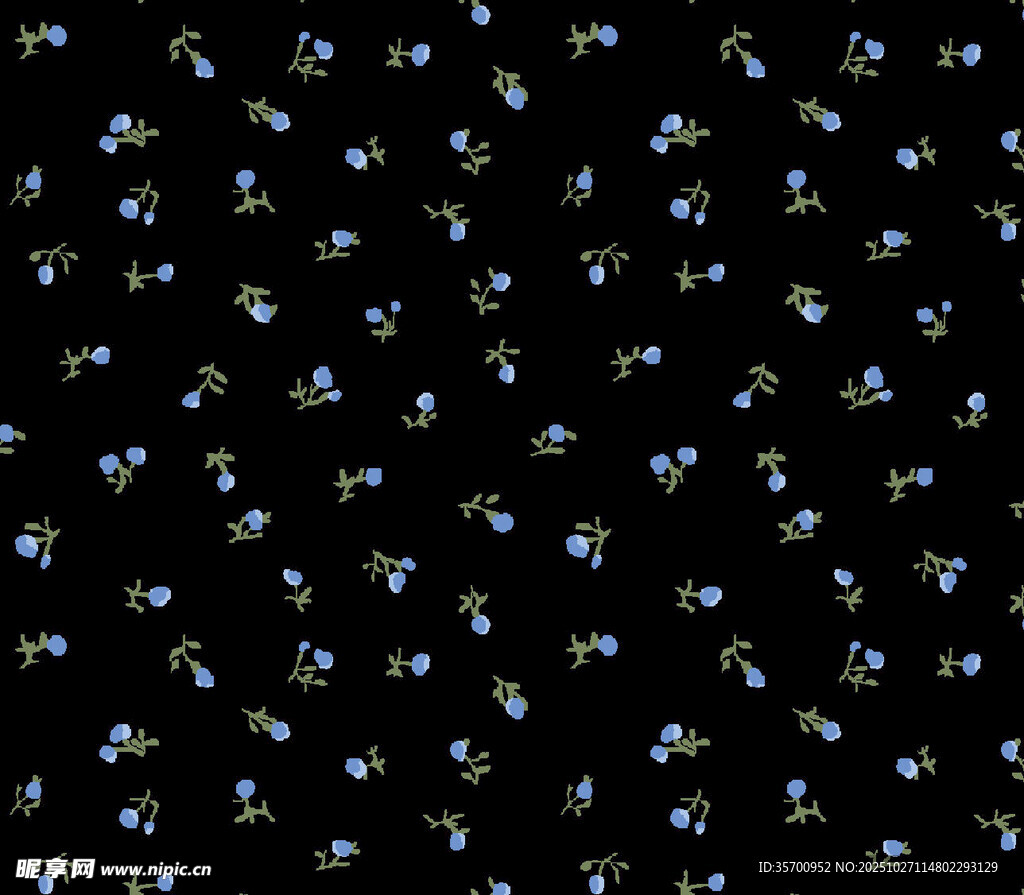 黑色底白色小花布料纹理