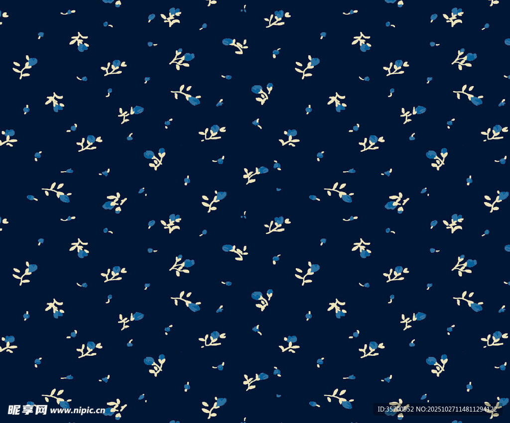 深蓝色碎花布料图案