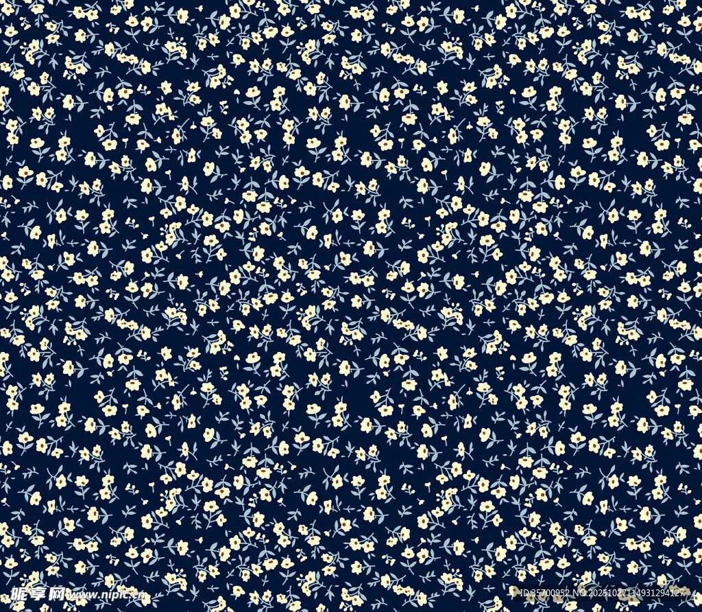 蓝底白点花纹布料图案